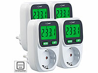 revolt 4er-Set Digitaler Energiekostenmesser, LCD-Display, bis 3.680 W; Funk-Steckdosen mit Fernbedienung, Digitale Zeitschaltuhren Funk-Steckdosen mit Fernbedienung, Digitale Zeitschaltuhren 