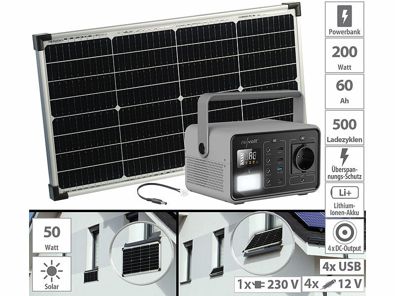 Powerstation & Solargenerator mit faltbarem 50-W-Solarpanel, 60 Ah