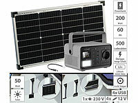 revolt Fensterbank-Solarkraftwerk: Powerstation mit 60-W-Modul, 222 Wh; Solaranlagen-Set: Mikro-Inverter mit MPPT-Regler und Solarpanel Solaranlagen-Set: Mikro-Inverter mit MPPT-Regler und Solarpanel 