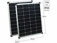 revolt 2er-Set Mobiles monokristallines Solarpanel, 110 W, MC4-komp., IP65; Solaranlagen-Set: Mikro-Inverter mit MPPT-Regler und Solarpanel Solaranlagen-Set: Mikro-Inverter mit MPPT-Regler und Solarpanel 
