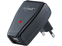 revolt 2-fach-USB-Netzteil für 110  240 V, 1 A für iPod, iPhone, Navi u.v.m.; USB-Steckdosen USB-Steckdosen 