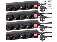 revolt 4er Pack 4-fach-Steckdosenleiste mit beleuchtetem Netzschalter,; USB-Steckdosen USB-Steckdosen 