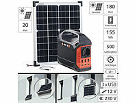 revolt Fensterbank-Solarkraftwerk: Powerstation mit 20-W-Modul, 155 Wh, 230 V; Solaranlagen-Set: Mikro-Inverter mit MPPT-Regler und Solarpanel Solaranlagen-Set: Mikro-Inverter mit MPPT-Regler und Solarpanel 