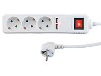 revolt 3-fach-Steckdosenleiste mit Netzschalter und 2 USB-Ports, 2,1 A; Steckdosenleisten einzeln schaltbar, Steckdosenleisten mit Schalter Steckdosenleisten einzeln schaltbar, Steckdosenleisten mit Schalter 