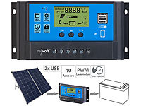revolt Solar-Laderegler für 12/24-V-Akkus, PWM-Lademodus, 2 USB-Ports, 40 A; Solarpanels Solarpanels 