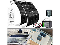 revolt Solaranlagen-Set: MPPT-Laderegler, 2x 100W-Solarmodul und LiFePo4-Akku; Solarpanels, Solarpanels faltbar 