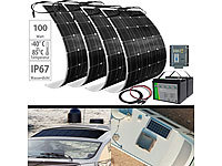 revolt Solaranlagen-Set: MPPT-Laderegler, 4x 100W-Solarmodul, 2 LiFePo4-Akkus; Solarpanels, Solarpanels faltbar 