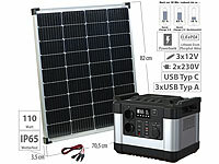 revolt Powerstation & Solar-Generator mit 110-W-Solarpanel, 1.120 Wh, 1.000 W; 2in1-Solar-Generatoren & Powerbanks, mit externer Solarzelle 2in1-Solar-Generatoren & Powerbanks, mit externer Solarzelle 