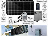revolt 2,15-kWh-Akkuspeicher mit WLAN-Mikroinverter & 2x 430-W-Solarmodul; 2in1-Solar-Generatoren & Powerbanks, mit externer Solarzelle 2in1-Solar-Generatoren & Powerbanks, mit externer Solarzelle 
