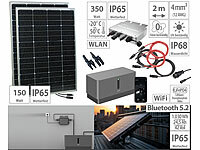 revolt Solar-Set: WLAN-Mikroinverter mit 1,03-kWh-Akku & 2x 150-W-Solarmodule; 2in1-Solar-Generatoren & Powerbanks, mit externer Solarzelle 2in1-Solar-Generatoren & Powerbanks, mit externer Solarzelle 