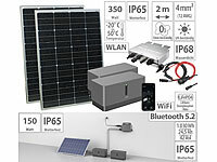 revolt Solar-Set: 350-W-Mikroinverter, Glas-Glas-Solarmodul, 2x LiFePO4-Akku; 2in1-Solar-Generatoren & Powerbanks, mit externer Solarzelle 2in1-Solar-Generatoren & Powerbanks, mit externer Solarzelle 