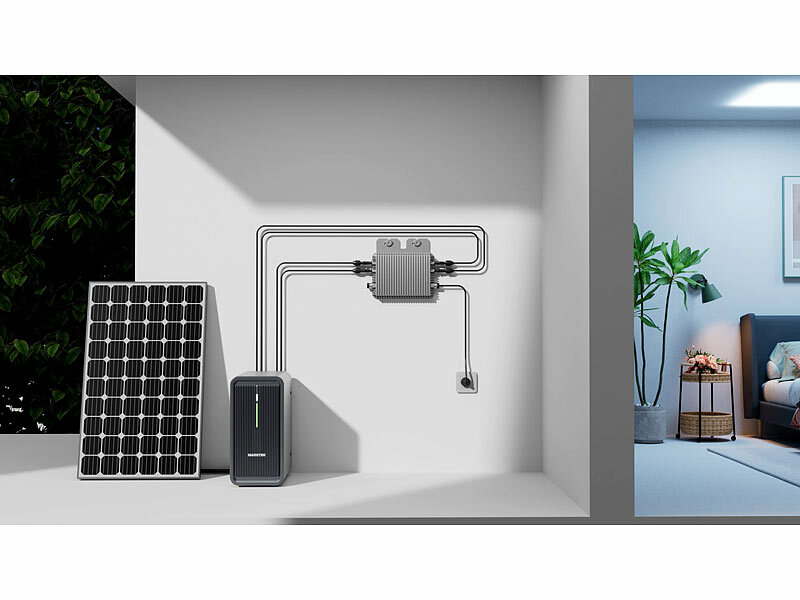 ; Solaranlagen-Sets: Mikroinverter mit Solarmodul und Akkuspeicher Solaranlagen-Sets: Mikroinverter mit Solarmodul und Akkuspeicher Solaranlagen-Sets: Mikroinverter mit Solarmodul und Akkuspeicher 