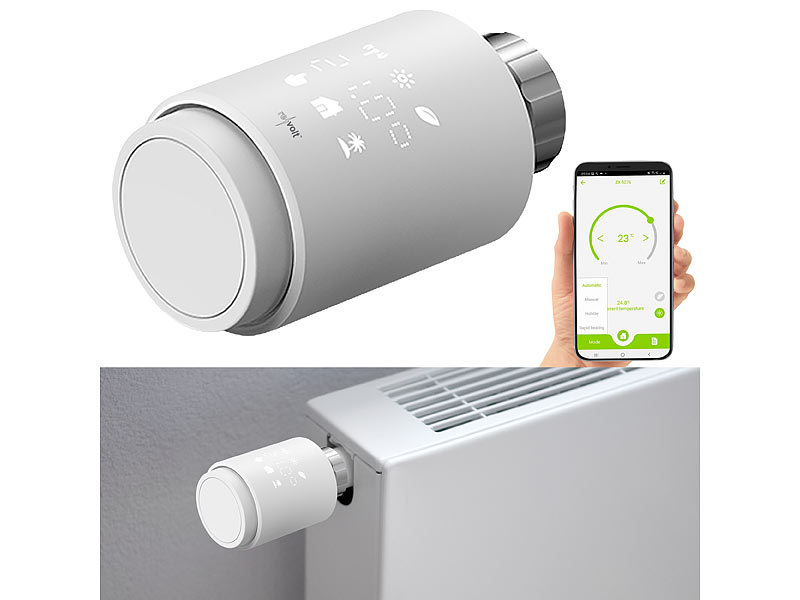 revolt Programmierbares Heizkörper-Thermostat mit Bluetooth, App,  LED-Display