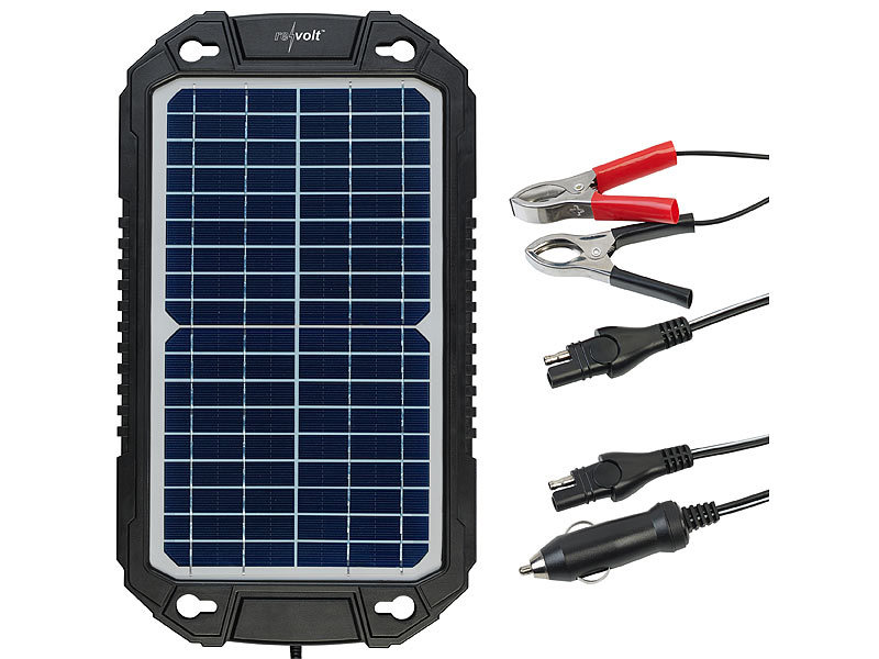 revolt Solar-Ladegerät für Auto-Batterien, Pkw, Wohnmobil, 12 Volt